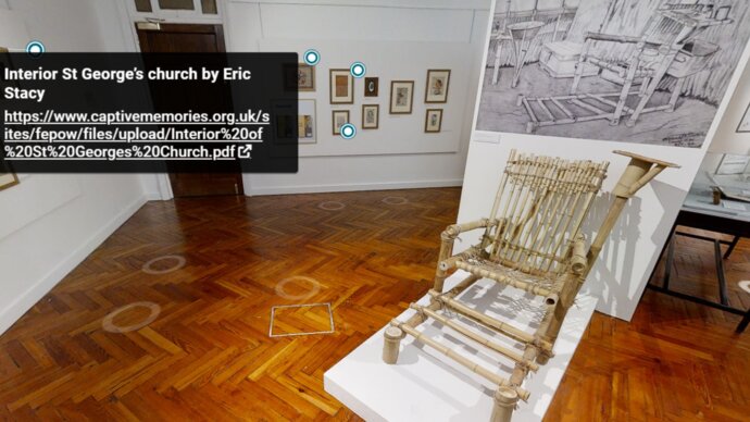 Image of the bamboo dentist chair from the Art of FEPOW exhibition