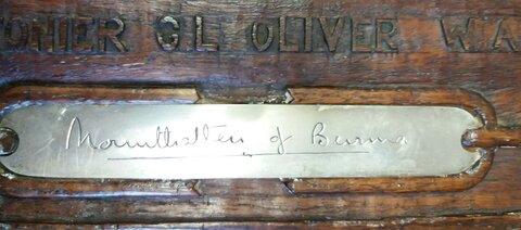 Mountbatten’s signature on silver plaque (courtesy COFEPOW archives and the Booth family)