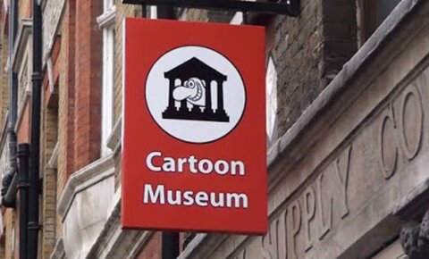 Cartoon museum sign